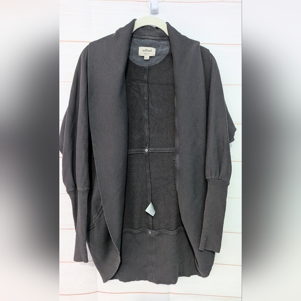 Aritzia Wilfred Diderot Charcoal Open-Front Cardigan Size Small
